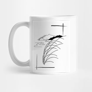 Grass and mountains. Mug